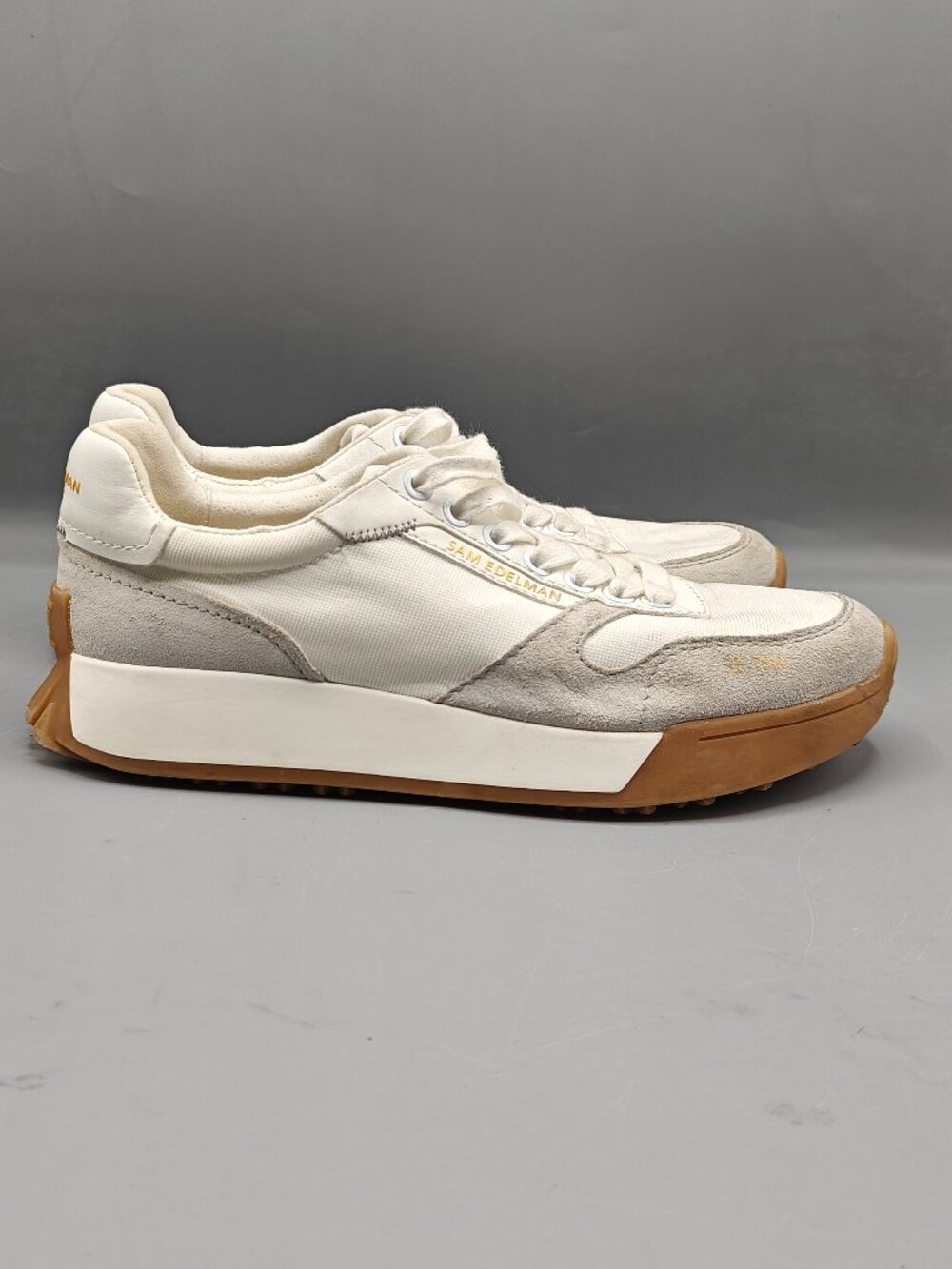 Sam Edelman Women's Layla White Leather Lace Up Casual Shoes Sneakers Size 7.5 M